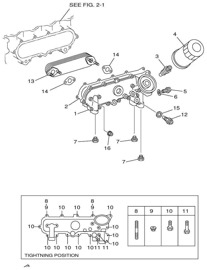 Yamaha ME422STIP2 (N601)STIP1(N611) OIL FILTER & COOLER parts diagram